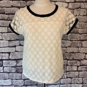 Ann Taylor Ivory & Black Blouse Size Small